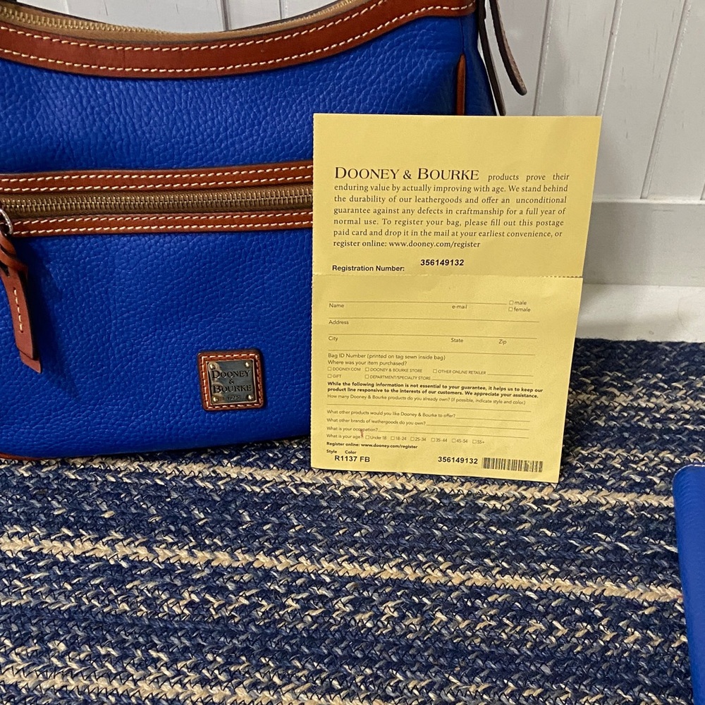 Dooney & Bourke Royal Blue and Chestnut Shoulder Bag - Picture 4 of 9